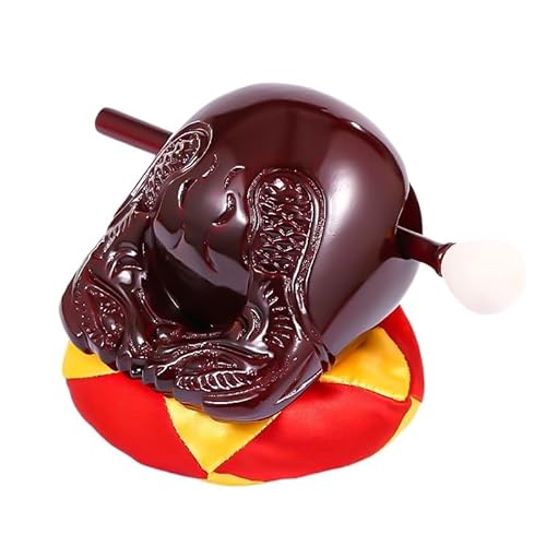 HUFFA Teakwood Wooden Fish Muyu Carved Temple Block Mokugyo Buddhist Monk Zen Drum (Color : Dark red, Size : 7 inches)