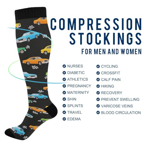 Image of Pigsaly Womens Compression Socks Yellow Stars Funny Brown Capybara Knee High Socks Athletic Tube Sock Outdoor Sport Socks