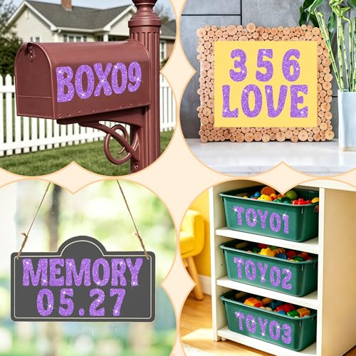 Image of Bulletin Board Letters 129 PCS Glitter Letter Stickers Large 4 Inch, Purple | 12 Sheets,Alphabet Number Stickers,Self-Adhesive,Sticker Letters for Poster Board,Classroom,Display,Mailbox,Craft,Party Decor