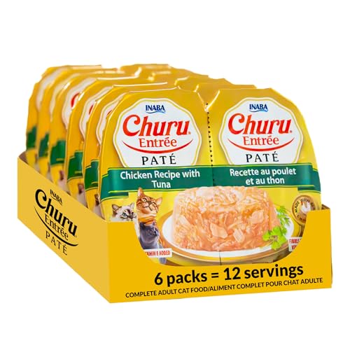 Image of INABA Churu Entree Pate Wet Cat Food Cup, Chicken Tuna, 6ct