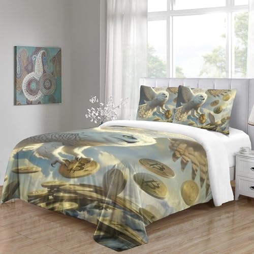 Housse de couette chouette blanche 200x200 3 pièces en microfibre - 5