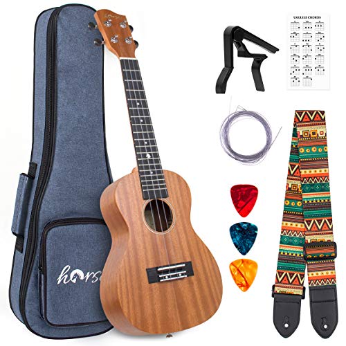 lotmusic Concert ukulele Mahogany 23 inch Ukelele for Beginer with Gig Bag Strap