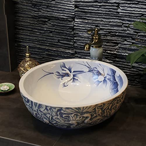 Ceramiczna Umywalka Łazienkowa Nablatowa, Umywalka Nablatowa W Stylu Retro W Kształcie Lotosu Do Nowoczesnych Łazienek Domowych