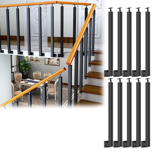 Balustres d'escalier robustes en métal noir de style architectural - 2