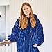 Wearable Blanket Hoodie Women and Men, Reversible Plush Microfiber Hooded Blanket Adult, Oversized Sweatshirt Blanket One Size Fits All, Warm and Cozy Hoodie Blanket - Navy/Grey