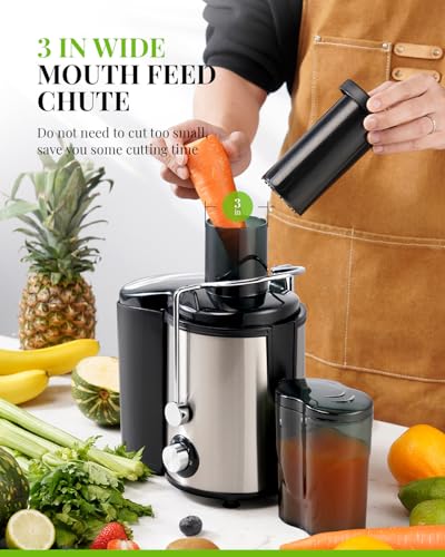 Juicer Machines, 800W Juicers with 3 Speed Control for Fruit and Vegetables,Higher Juice Yield Extractor Machine, Stainless Steel Centrifugal Juicers - Image 5