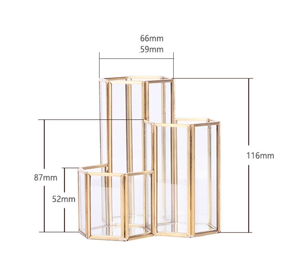 Stifteköcher Stifte Halter Gold Makeup Pinsel Holder Organizer, mit 3 Fächern, Stifthalter for Schreibtisch for Zuhause, Büro und Schule Schreibtisch-Organizer