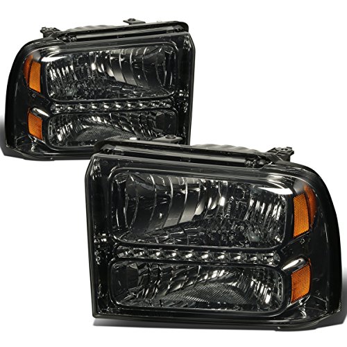 Image of DNA MOTORING LED DRL Headlamps Headlight Assembly Compatible With 05-07 Ford F250-350 F450 F550SD, Smoked /Amber, HL-OH-FSD05-LED-SM-AM