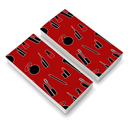 Makeup Lipstick Mascara Eyeliner Pattern Eraser Set of 2