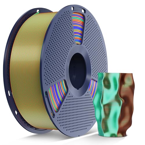 Image of SUNLU Silk Triple Color PLA Filament, Silk PLA 3D Printer Filament 1.75mm, Neatly Wound Shiny Silk 3D Printer Filament 1.75mm ±0.02mm, 1KG Spool (2.2lbs), Silk Triple Color (Orange Blue Green)