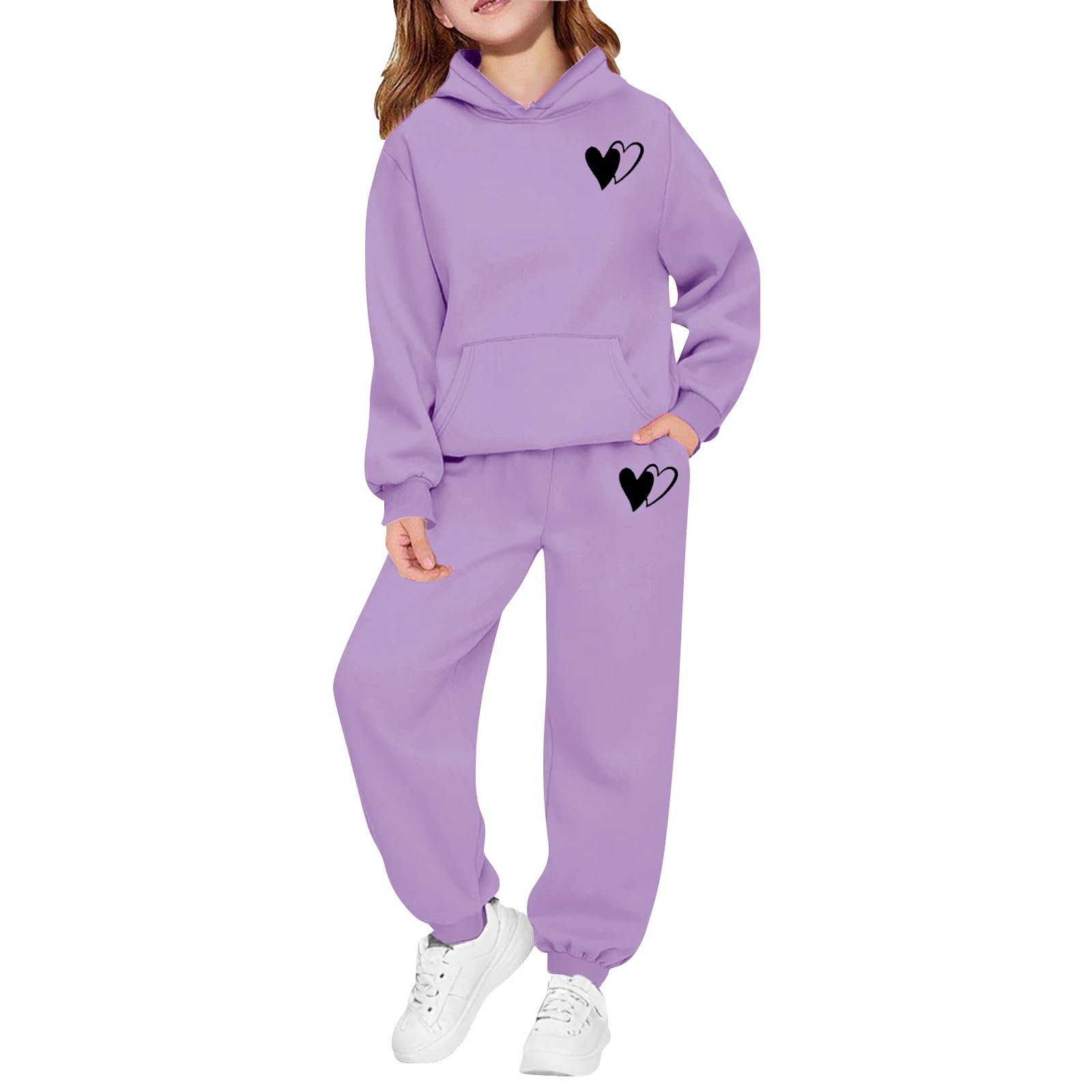 Tuta da ginnastica per bambini, set da 2 pezzi, per ragazze e ragazzi, alla moda, a maniche lunghe, con cappuccio, pantaloni della tuta, pantaloni da jogging, casual, abbigliamento sportivo