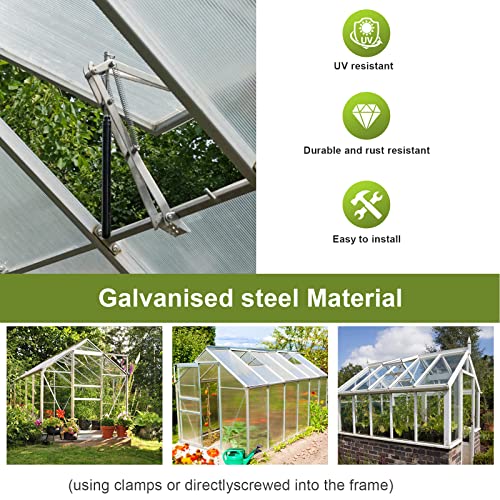 Herrselsam 4X Fensteröffner für Gewächshaus, 14 kg HubkraftAutomatischer Fensteröffner für Gewächshaus, max. Hubhöhe 45 cm, Automatiköffner für alle Gewächshäuser, Doppelfeder