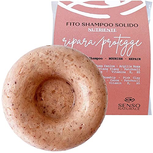 Shampoo Sólido NUTRITIVO repara cabelos secos, pontas duplas - nutre cabelos danificados - Ecológico e Vegano - rosa canina, argila rosa, ylang ylang - pH 4.5-5.5 (ÚNICO)
