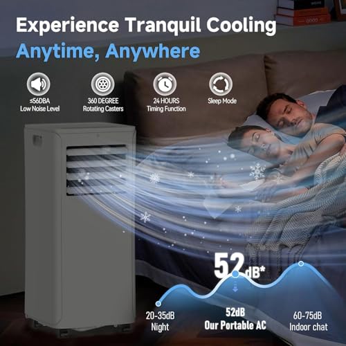 Image of Smart Portable Air Conditioner with WiFi, 12,000 BTU AC Unit Cools 550 sq.ft, 3-in-1: Dehumidifier, Fan & Quiet Cooling for Bedroom, 24H Timer, Remote, Window Kit Included
