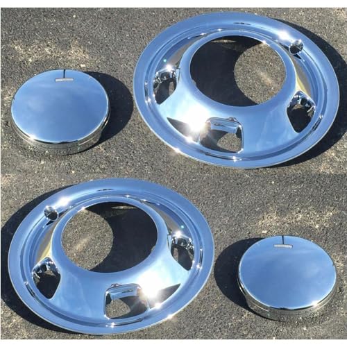 XIOUMAAN Chrome Simulators and Centers for Dodge for Ram 3500 2003-2010,for Ram 3500 2011-2016 -Ton Truck Dually Full Set Left Right Front Rear Chromed Plastic IWCHK8009 52106877AB
