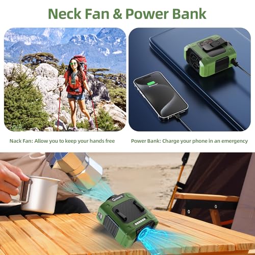 Image of Waist Fan - 10000mAh Rechargeable, 24H Cooling, 16000RPM Strong Airflow, 3-Speed Portable Belt Fan with LED SOS & Red-blue Warning Light for Jobsite, Camping, Travel, Farming