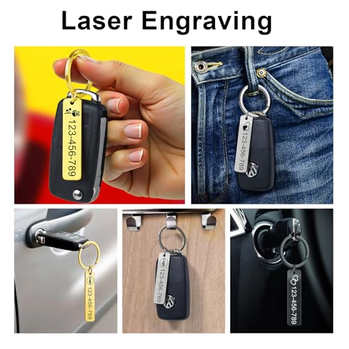 Image of Personalized Keychain With Text Name Engraved Metal Key Chain Gift | Stainless Keychains Steel for Men, Women, Gift