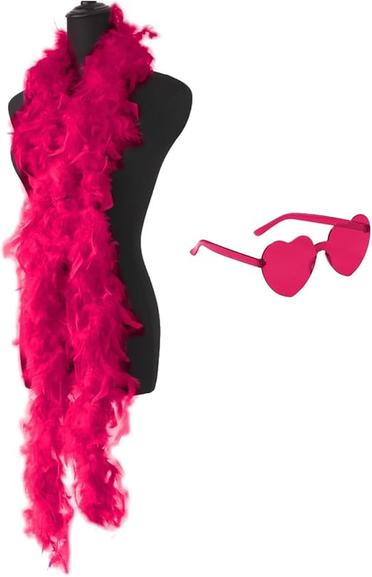 Colorful Feather Boas 45g, 6.6ft Feather Boa for Women for Dancing Wedding Party Halloween,with Heart Sunglasses