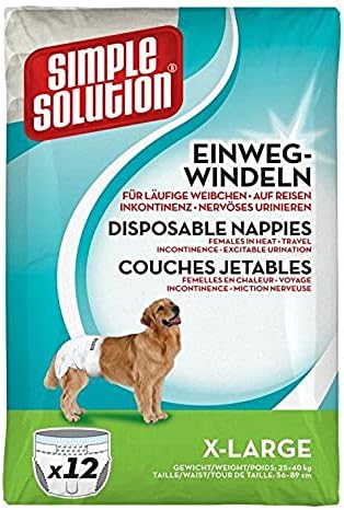 Simple Solution Jednorazowe pieluchy dla psów płci żeńskiej, Super chłonne, szczelne dopasowanie, Wskaźnik wilgotności