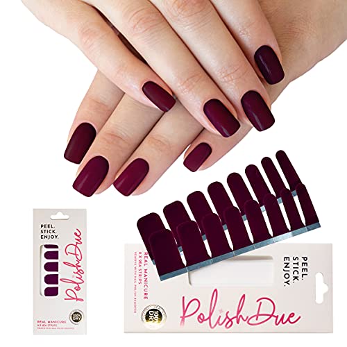 Polish Due nails | Stretchable Real Nail Polish Strips| Gloss Solid Color, Ombre , French, Pattern, Glitter Finish 16Pcs | Inlcudes Nail Wipe, Nail File, Instructional Brochure 16Pcs( (Modern Royalty)