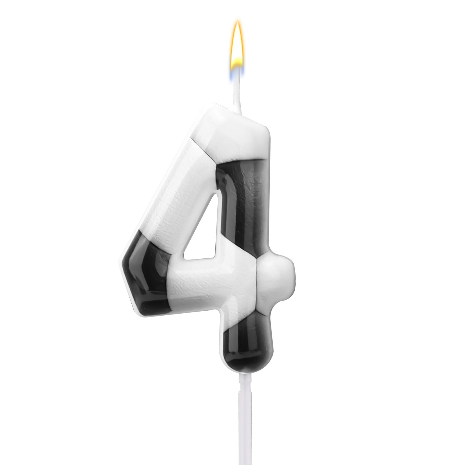 Soccer Candle, Football Birthday 4th Number Four Candles Soccer Cake Topper Sport Theme Cake Decorations for Boys Girls Forth Birthday Celebration Decor Supplies (Number 4)