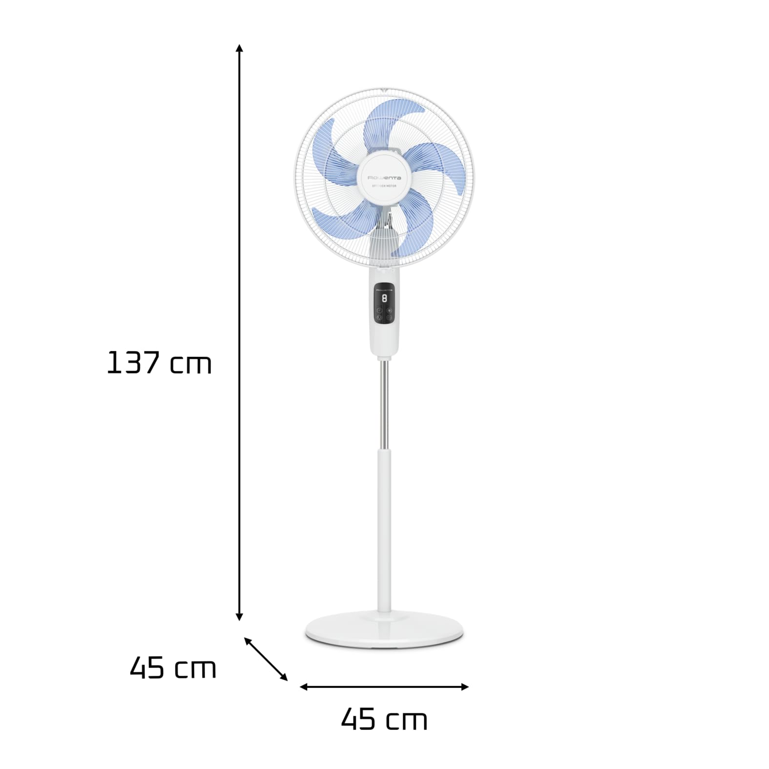 Rowenta Turbo Silence, Ventilatore a Piantana, Potente, Schermo LED, Timer, Silenzioso, Altezza regolabile, Design Durevole, Elevata Efficienza Energetica, VU5450