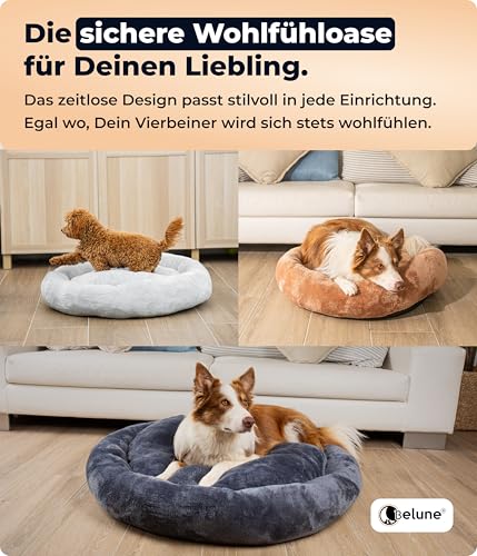 Belune® Donutkissen Deluxe [Dunkelgrau, 70cm], waschbar, Hundebett kleine Hunde, Hundedonut Kissen kleine Hunde