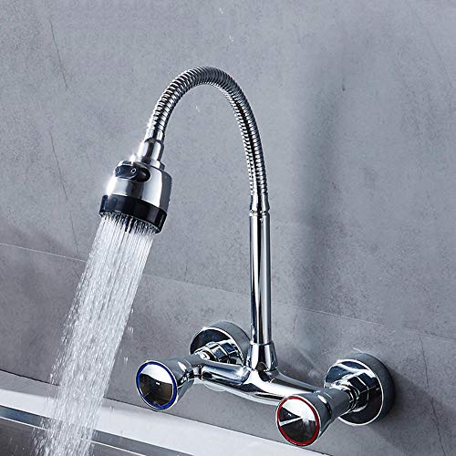 Robinet mural en cuivre chromé avec double ouverture eau chaude froide NBYGSC