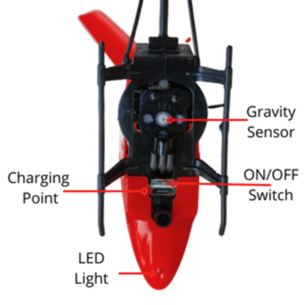 VEZIMON® Gravity Sensor Helicopter Toy for Boys, Safety Sensor Helicopter, Indoor Palm Sensing Helicopter Rechargeable with LED Lights I Red Colour I Pack of 1 (Red) 2