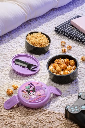 Skater SK-SR-64995 Kuromi 2 Tier Round Bento Lunch Box thumb #1