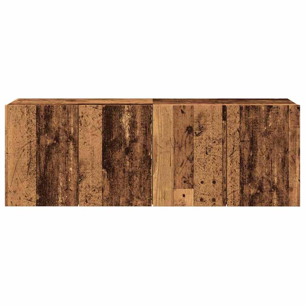 Set di 2 credenze per TV, in legno vecchio, 60 x 30 x 41 cm, in legno di legno, con vano portaoggetti, moderno, per lettore DVD e console di gioco