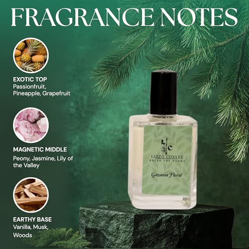 Image of Luizo CosveeTM Gazania Floral Eau De Parfum for Women | Luscious burst of Passionfruit, Pineapple, and Grapefruit, effortlessly feminine Long-Lasting Peony Floral Perfume | Everyday & Gifting Use - 50ml