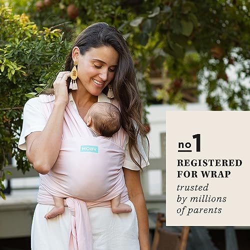 Image of Moby Baby Wrap Carrier Classic for Newborns to Toddlers (8-33lbs), Infant Sling Carrier, Lightweight & Hands Free Design, Adjustable for All Body Types (Rose Quartz)