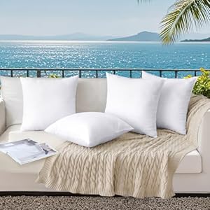Miulee pack of 4 18×18 outdoor pillow inserts water resistant throw pillow inserts decorative premium square pillow stuffer sham for porch swing couch sofa cushion patio furniture  urban country home decor
