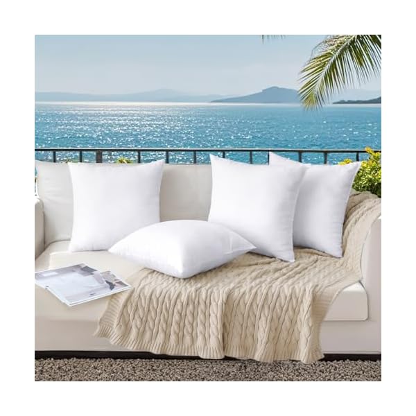 Miulee pack of 4 18×18 outdoor pillow inserts water resistant throw pillow inserts decorative premium square pillow stuffer sham for porch swing couch sofa cushion patio furniture  urban country home decor