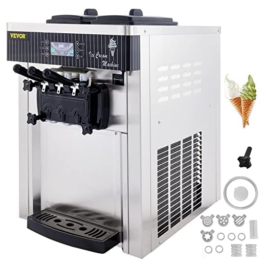 VEVOR Commercial Ice Cream Machine 5.3 to 7.4Gal per Hour Soft Serve with LED Display Auto Clean 3 Flavors Perfect for Restaurants Snack Bar, 2200W, Sliver