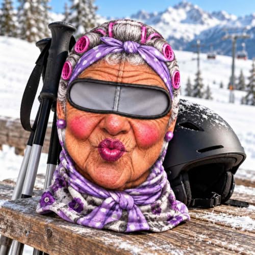 Old Women Ski Mask Funny Realistic 3D Printed Winter Full Face Balaclava - image 4