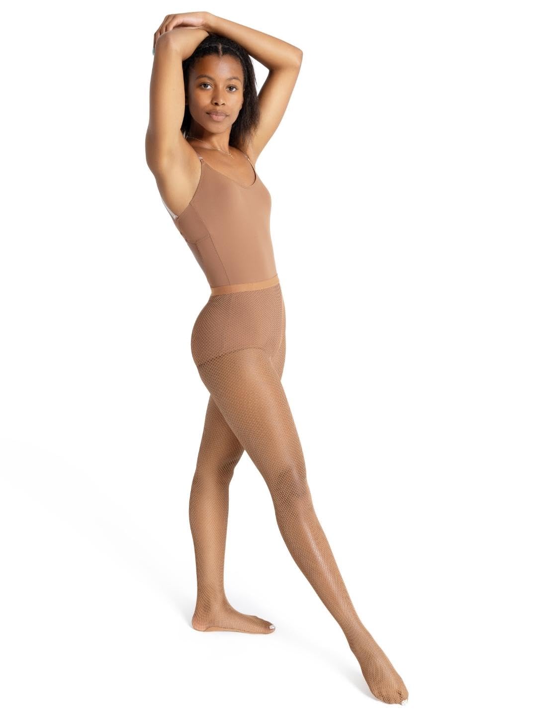 Capezio Women's Professional Fishnet Tight with 1'' Elasticized Waistband – Soft Nylon Sock Lining for Comfort, Solid Foot Pads, Perfect for Dance'