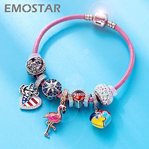 Image of Animal Theme Charms, Mom /Child of Owl Bear Dog, Rabbit Flamingo Elephant Panda Cat Parrot Crocodile Unicorn Charms in 925 Sterling Silver, Fit European Bracelet /Necklace, Gift for Mother /Friend /Lover