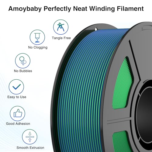 Image of Dual Color Blue Green Silk PLA Filament 1.75mm | 1kg(2.2lbs), High Speed Multicolor 3D Printer Filament for FDM 3D Printers & 3D Pens