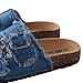 Roxoni Women's Comfort Flat Sandals Double Buckle Adjustable Straps Flat Slides Footbed Suede