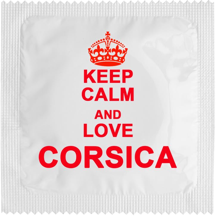 Preservativo divertente – modello Corsica – in lattice sottile e resistente – stampato in Francia – Capote da uomo – regalo perfetto (Keep Calm And Love Corsica)