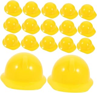 ERINGOGO 60 Piezas Mini Sombrero De Construcción Mascota Sombreros Protector Seguridad Acolchado Borde Juguete De Sombrero De Construcción Casco En Miniatura Amarillo El Plastico