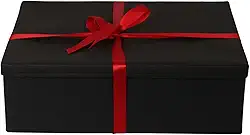 Caixa preta para presente padrão premium luxo tamanho P M ou G com fitas para laço vermelha ou dourada Para Presentes Especiais, Kits ou Brindes dia dos namorados (Laço vermelho, G 42x15x28)