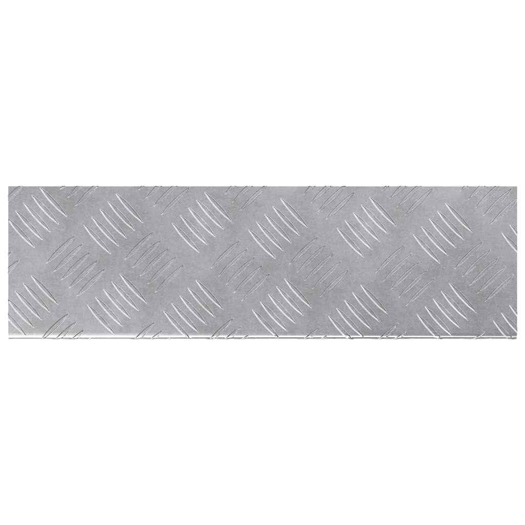 Aluminium Treppenstufe 10er Set Silber 60 x 18 x 2,5 cm Rautenmuster Trittauflage für Innenbereich, Treppenläufer, Rutschhemmende Trittsicherheit