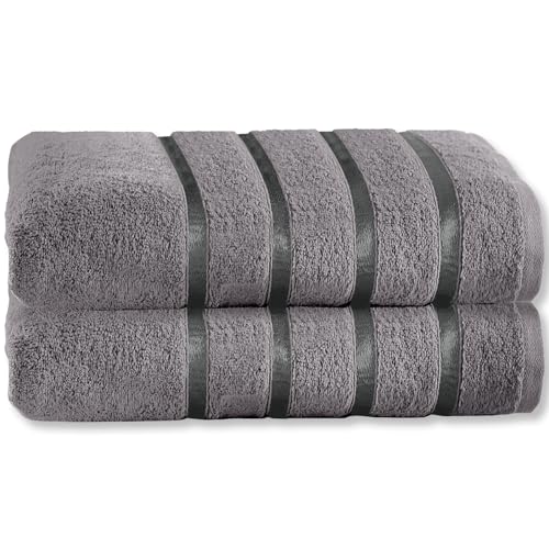 GC GAVENO CAVAILIA Fade Resistant Luxury Towels, Extra Absorbent 100% Ringspun Egyptian Cotton 500 GSM Bathroom Set, Dark Grey, 2PK Bath Sheet 554851