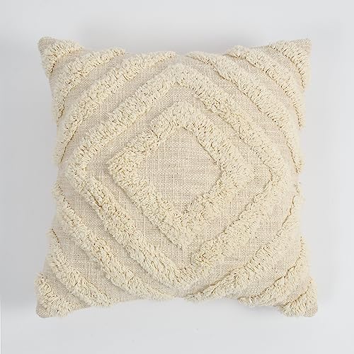 Image of TIB Premium Boho Decorative Throw Cushion Covers, 16 x 16 cm, Set of 2, Cotton. (White Diamonds)-230 TC