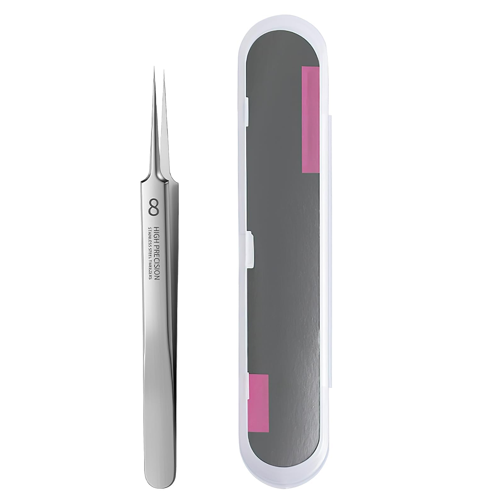 Eliminación de Pinzas Blackhead Precisión Acero Inoxidable, Pinzas Depilar Punta Fina para Espinillas, Acné, Cejas, Pelo Encarnado (con Caja)