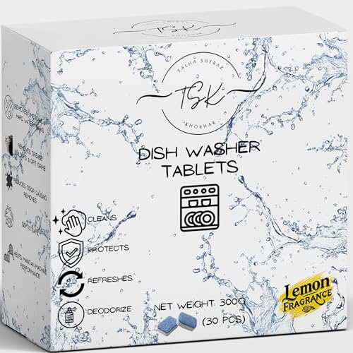 Image of Dishwasher Cleaner Tablets - 30 Count | Lemon Fresh Scent | Deep Cleaning Removes Grease, Stains, Odors & Limescale | Eco-Friendly, Biodegradable & Safe for All Dishwashers