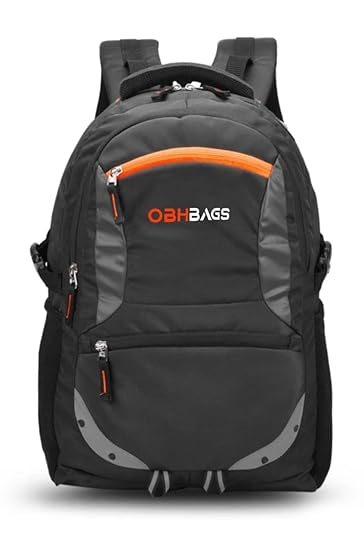 30 L Laptop Backpack with Multiple Compartments, Black and Grey with rain cover Accents